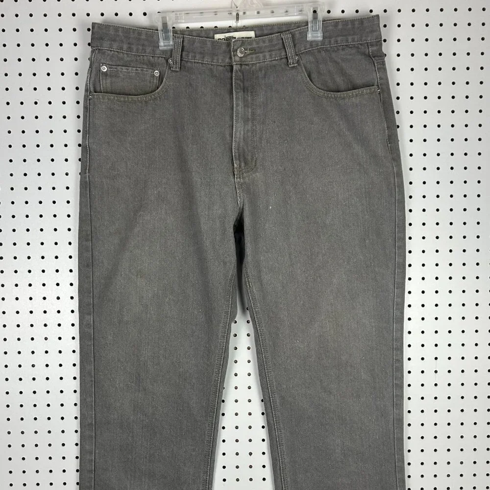 Godbody‎ Baggy 90s Jeans 40x30 Hip Hop Gray Stitched Wide Leg Streetwear Patch